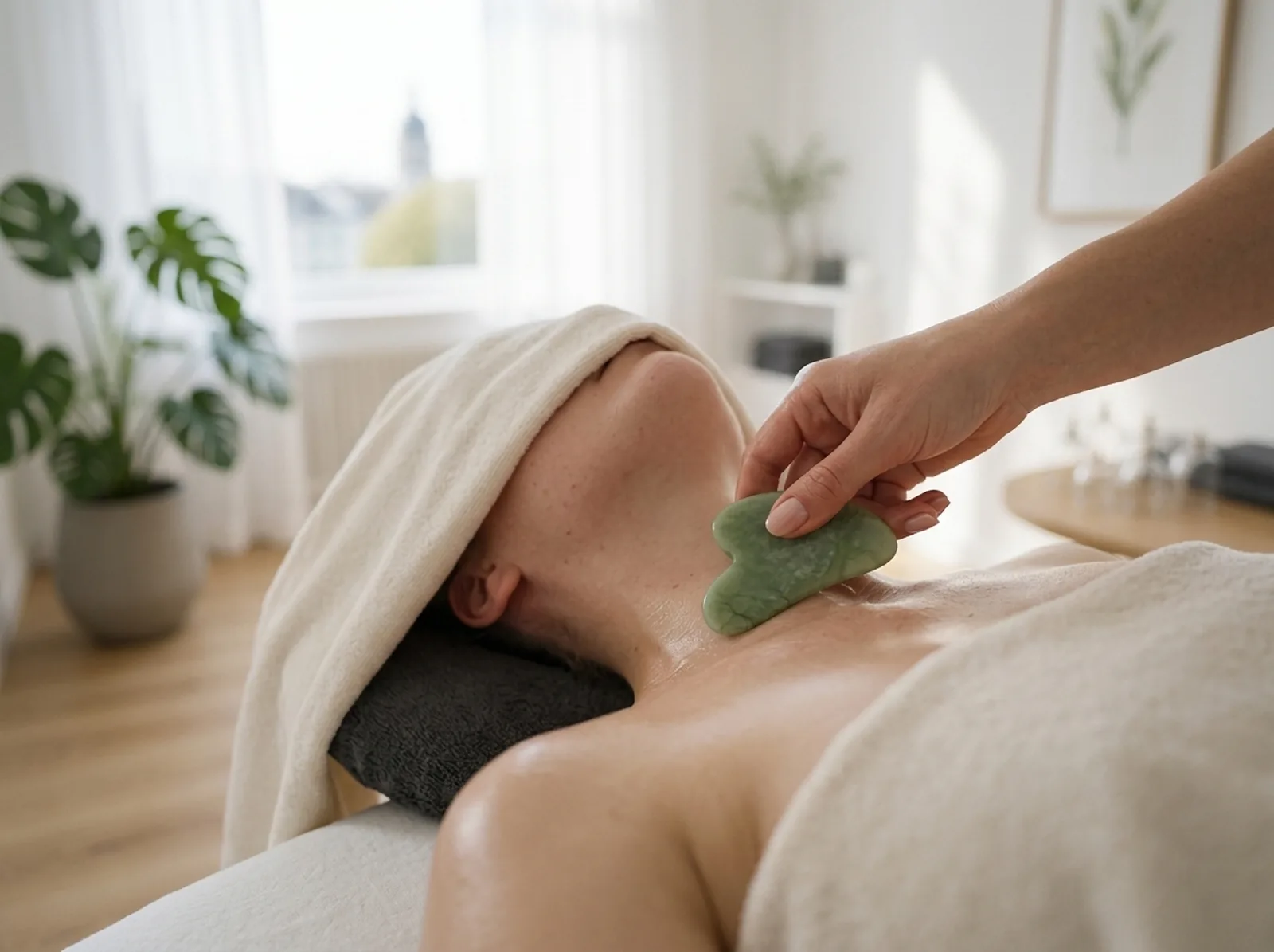 Gua Sha Behandlung in Darmstadt an Nacken und Schulter